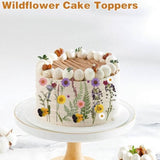 Wildflower Cake Toppers, Wildflower Theme Decor Pressed Flowers Baby Shower Floral Cake Topper For Women Wedding Party Decoration Bridal Shower Birthday Supplies