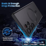 Matte For Samsung Galaxy S22 Ultra Case, Compatible With Magsafe, Slim Thin Magnetic Cover With Built-In Camera Lens Protector Shockproof Phone Shell (Black)