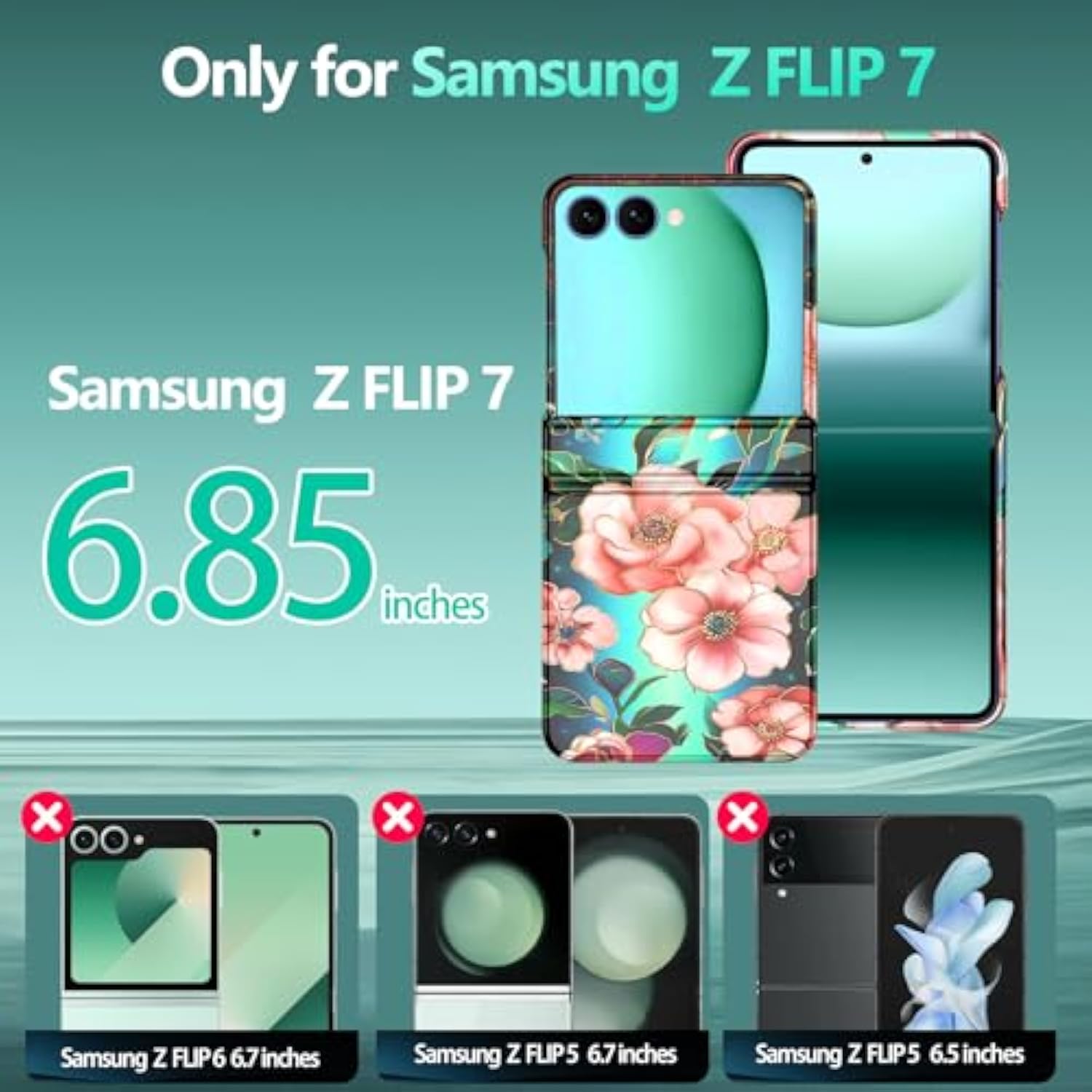 For Galaxy Z Flip 7 Case,[Compatible With Magsafe][Built-In Screen Protector][Hinge Protection],Magnetic Slim Shockproof Women Girls Case For Samsung Galaxy Z Flip 7,All Green
