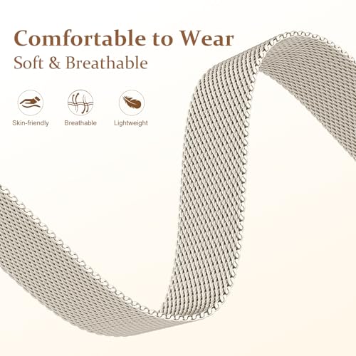 Magnetic Metal Milanese Mesh Bands Compatible with  Galaxy Watch 8 Band 40mm 44mm/Galaxy Watch 8 Classic Band 46mm for Women, Stainless Steel