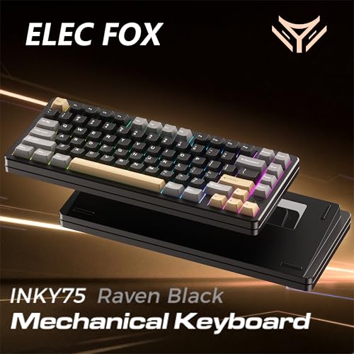 Mk Inky75 Mechanical Keyboard With Full Aluminum Wireless Mechanical Gaming Keyboard, 75% Layout Mechanical Keyboard Bt/2.4G/Usb-C,Hot Swappable, Creamy Sounding, Rgb/Pp/4000Mah(Raven Black)