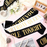18 Pcs Birthday Queen Sashes Set For Women Black White Gold Happy Birthday Sash For Queen Party Favors