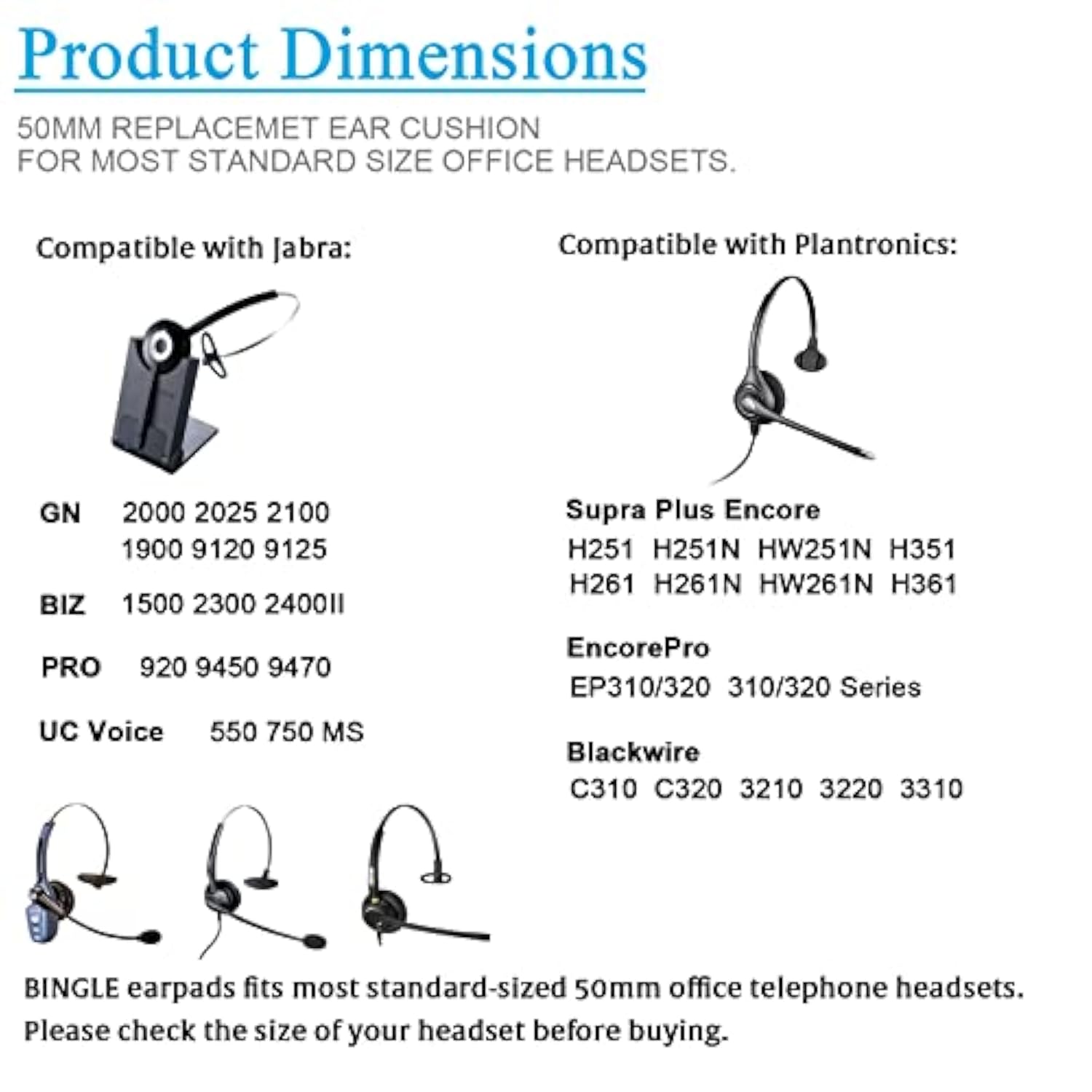 Ear Cushions Foam Replacement For Plantronics Supra Plus Encore And Most Standard Size Office Telephone Headsets H251 H251N H261 H261N H351 H351N H361 H361N (4 Pack)(Bec-Fm4)