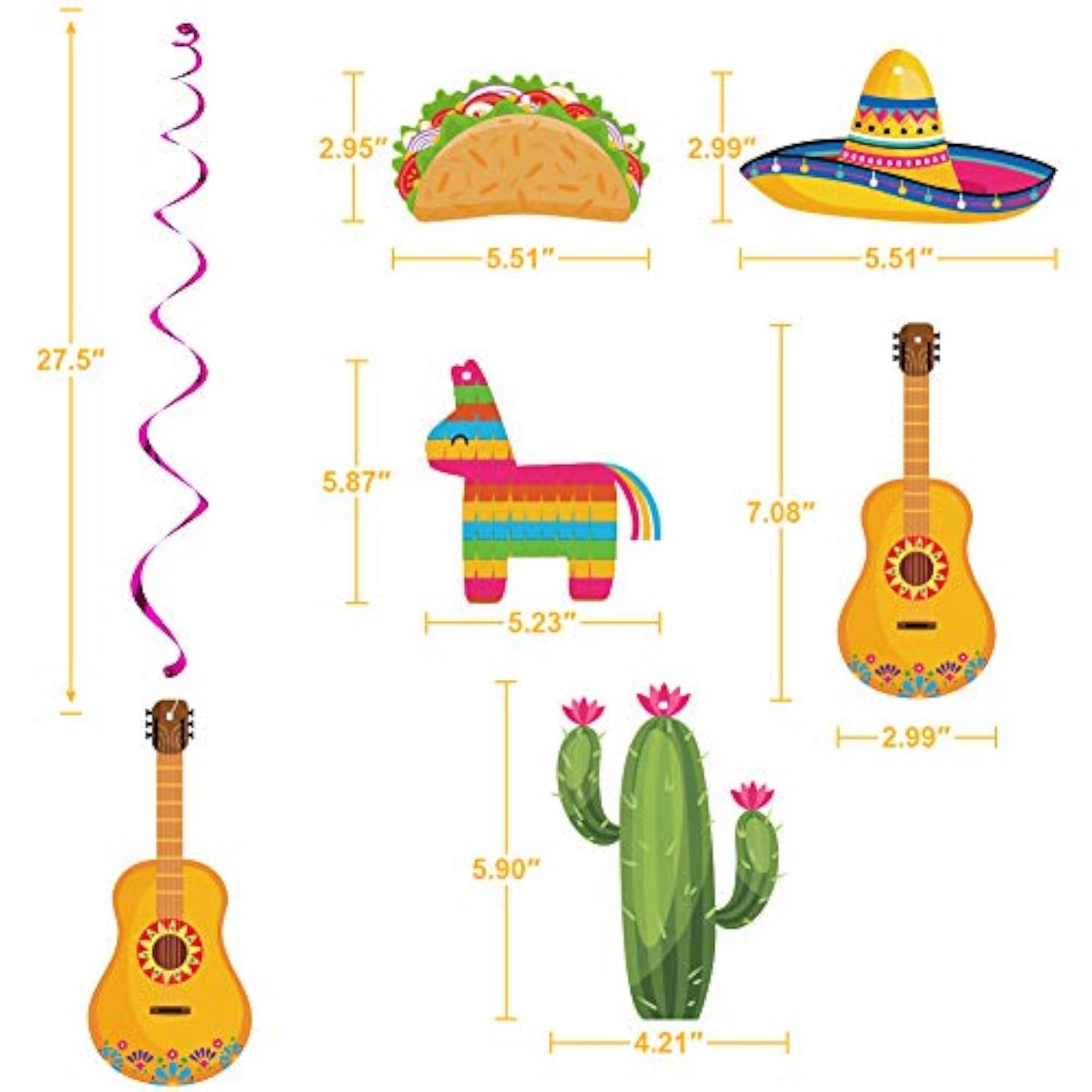 20-Pack Mexican Fiesta Hanging Swirls Colorful Taco Party & Cinco de Mayo Decorations
