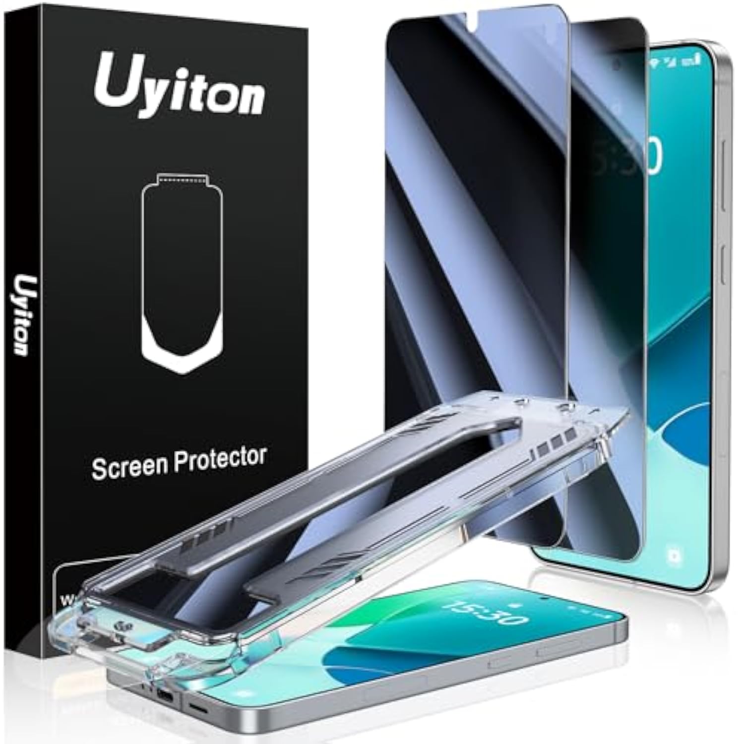 2-Pack Privacy Screen Protector for Samsung S24/S25, Anti-Spy, Fingerprint Support, Auto Align