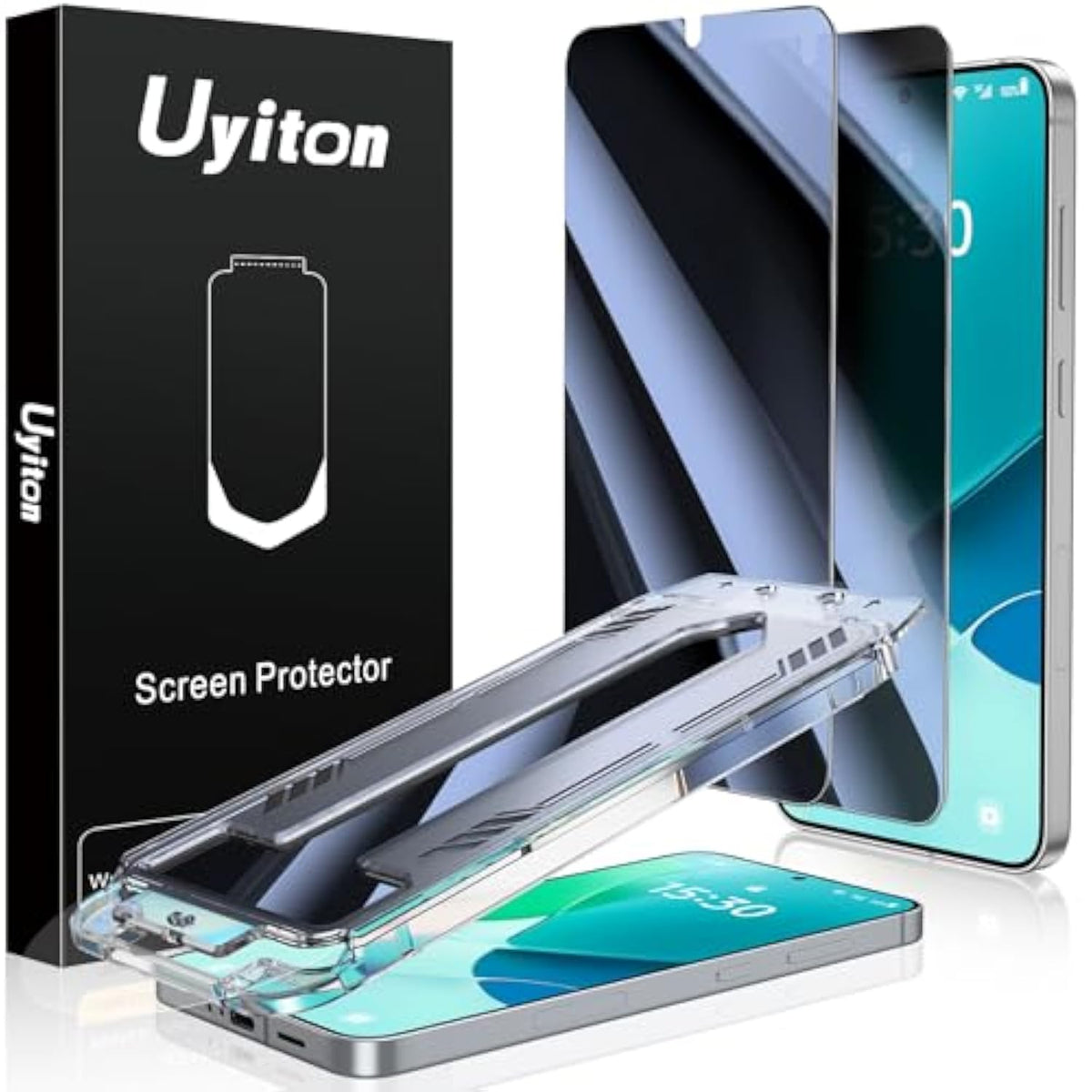 2-Pack Privacy Screen Protector for Samsung S24/S25, Anti-Spy, Fingerprint Support, Auto Align