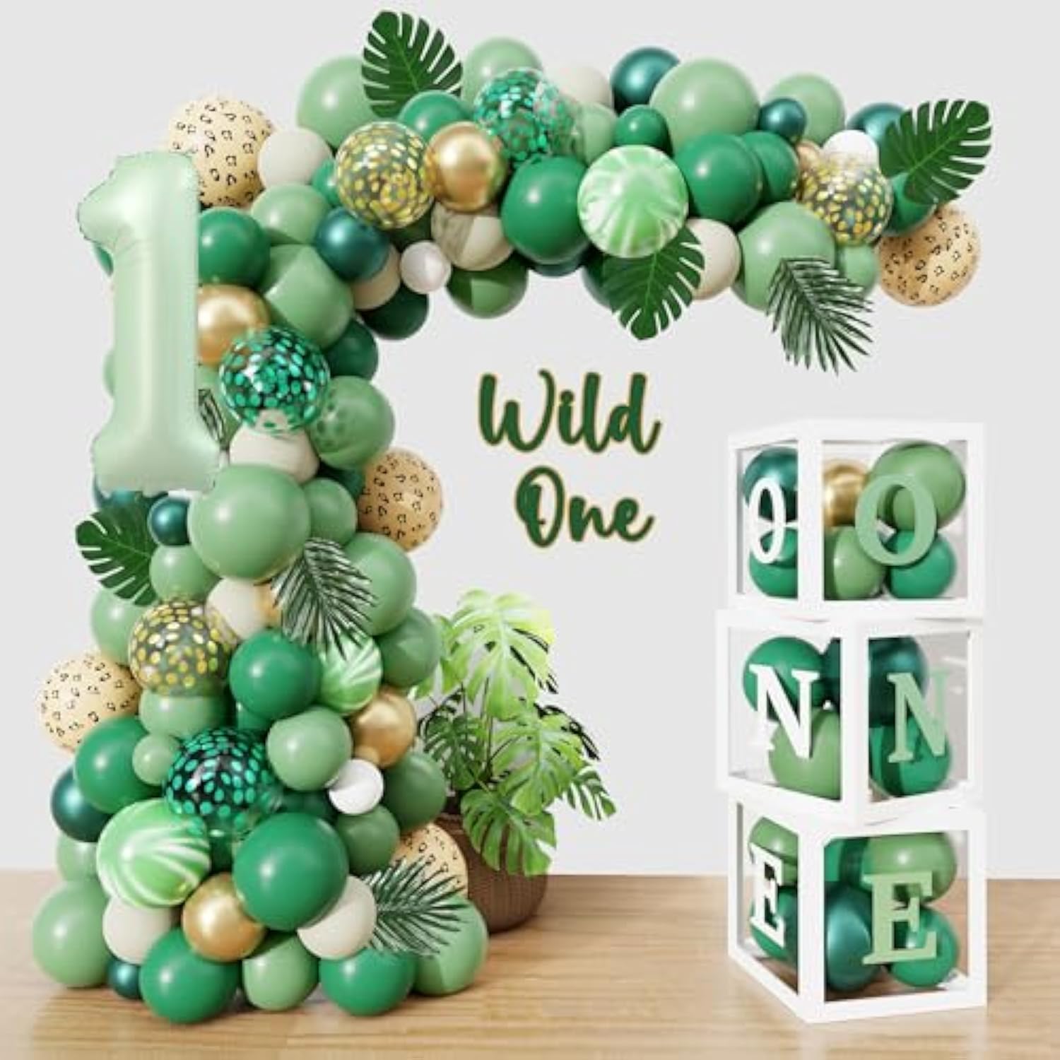 110pcs Wild One Balloon Garland Kit for Safari Jungle 1st Birthday Party