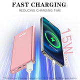 Portable Charger 12,000Mah 5V/3A Fast Charging Power Bank, Dural Input & Output Ports (Usb-C In & Out) Portable Phone Charger For Iphone 15/14/13/12 Series Galxy Android Ipad Etc- Pink