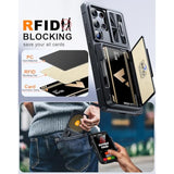 For Samsung Galaxy S25 Ultra Case Wallet Rfid [Cards Holder][Camera Cover][Edge Raised] Full Body Rugged Shockproof Silicone Protective Phone Case For Galaxy S25 Ultra 6.9" 2025(Black)