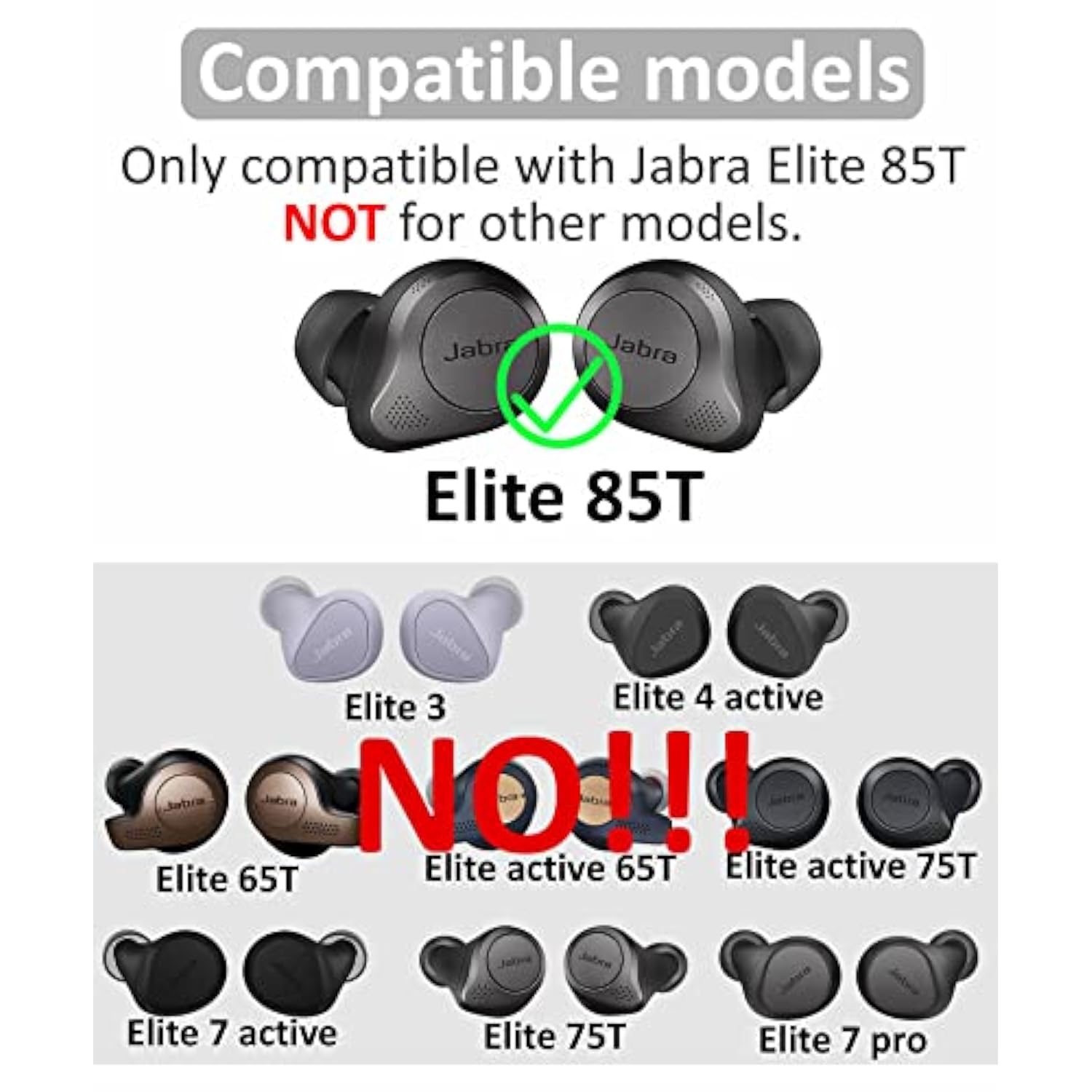 3 Pairs Memory Form Ear Tips Buds For Elite 85T, S/M/L 3 Size Replacement Reduce Noise Fit In Case Premium Earbuds Gel Compatible With Jabra Elite 85T - S/M/L Black