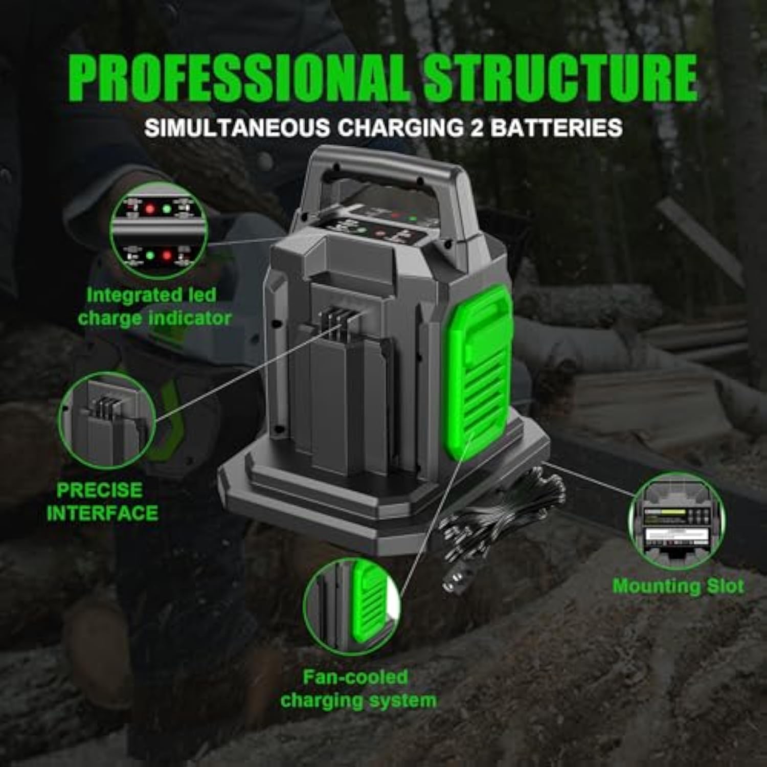 Rapid Ch2800D For Ego Battery Charger 56V With Dual Ports, Replacement For Ego Charger Ch5500/Ch7000/Ch2100/Ch3200/Ch8000, Compatible With 56-Volt Ego Power+ Lithium-Ion Battery Ba2800/Ba4200/Ba1400