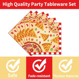 Pizza Party Supplies Set - 96PCS Disposable Tableware for 24 Guests