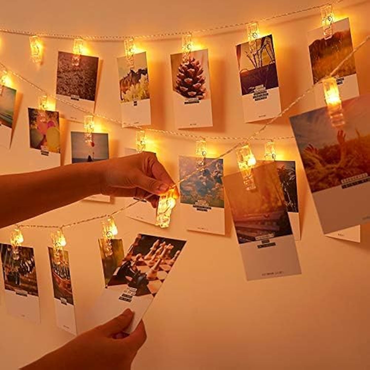 20 Photo Clip String Lights Led Fairy Twinkle Lights For Hanging Pictures,Home Wall Halloween Thanksgiving Christmas Par