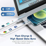 2-Pack 1Ft Apple MFi Nylon Braided Lightning Cable Fast Charging for iPhone and iPad