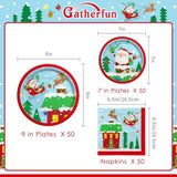 Christmas Party Supplies - Christmas Santa-Themed Disposable Paper Plates And Napkins - Perfect Merry Christmas Party Decorations?Serve 50