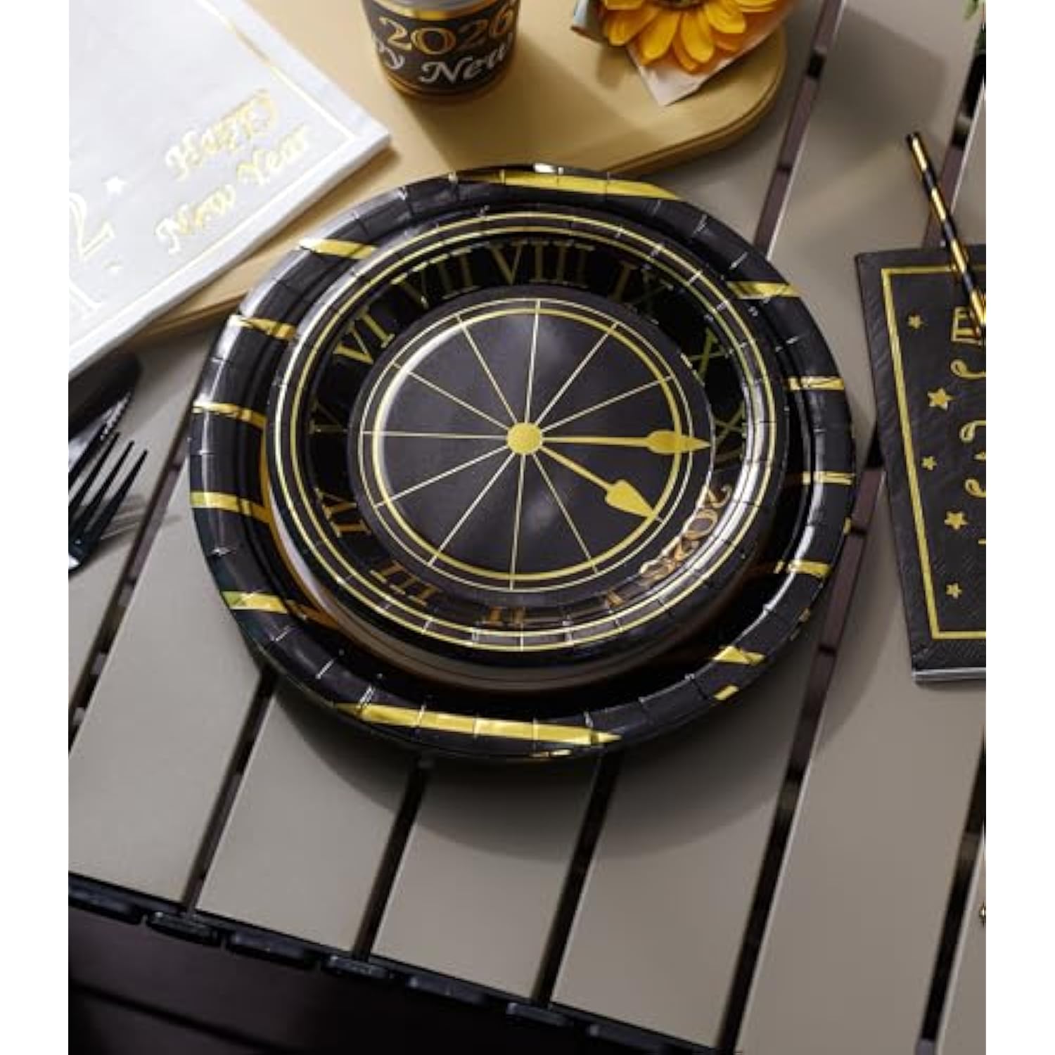 2026 New Year Plates And Napkins Party Supplies - Serves 25 - Happy New Year Eve 9 Inch And 7 Inch Plates, Napkins Ny Party Decorations Favors