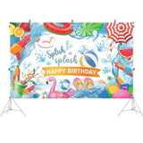 Summer Pool Party Banner Splish Splash Happy Birthday 71x43 Inches