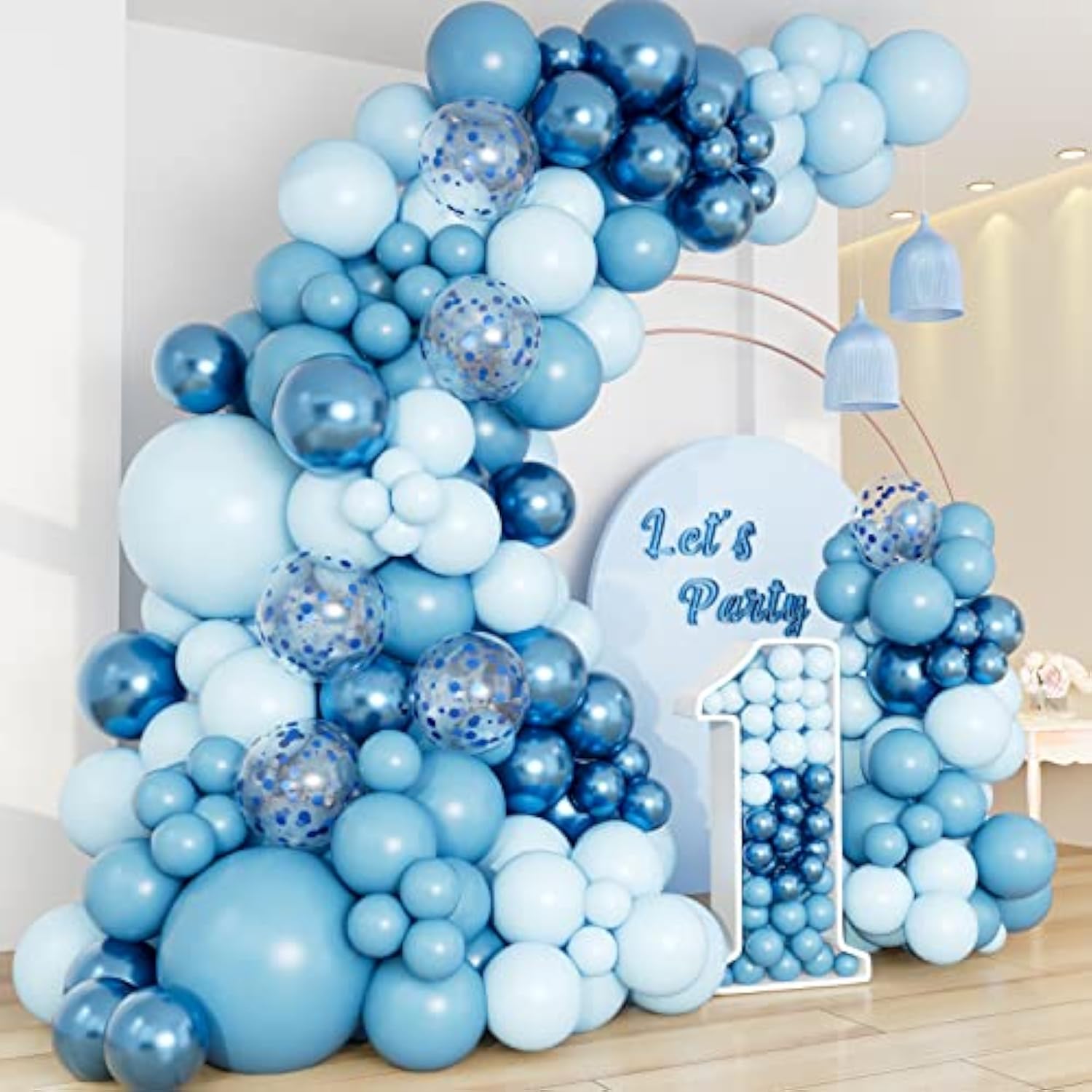 The Party Crafter Blue Balloon Arch Kit – Metallic, Macaron & Confetti Balloons for Any Event