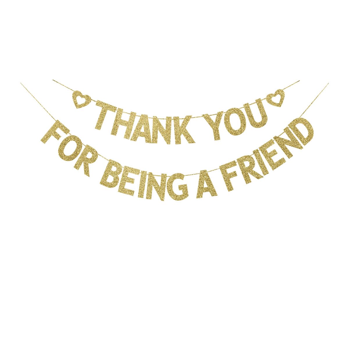 Thank You For Being A Friend Banner, Friends | Friendship Party Decorations Hanging Bunting Garlands Gold Glitter Supplies