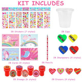 Valentines Day Gifts For Kids - 28 Packs Valentines Stationery With Cards And Cups, Valentines Gift Exchange Classroom Prize Rewards Party Favors Toys