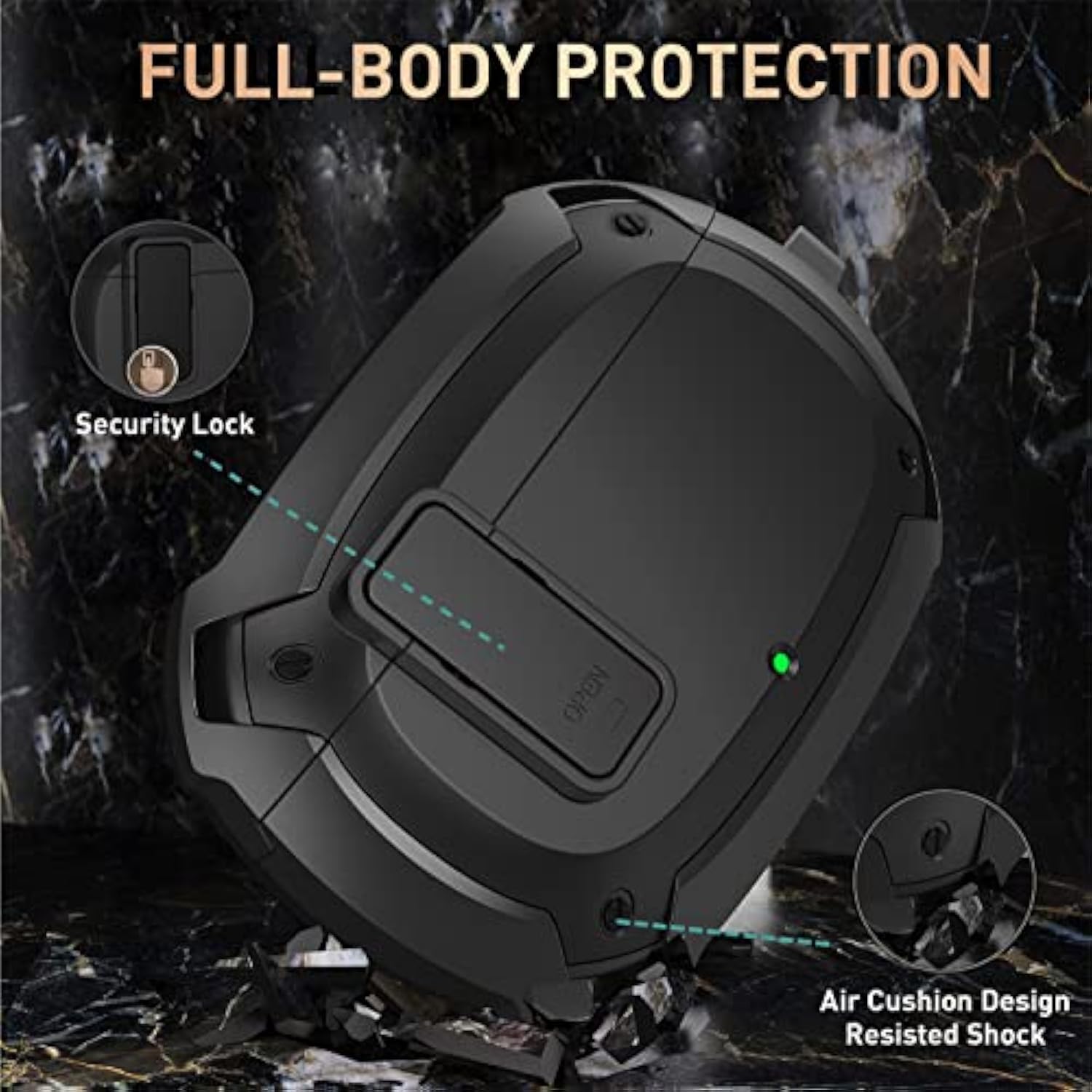 Compatible With Beats Studio Buds/Buds+ Case Cover 2021/2023, [Secure Lock] Cool Beats Studio Buds Plus Protective Shell Men Women With Keychain For New Beats Studio Ear Buds Case - Black[Case Only]