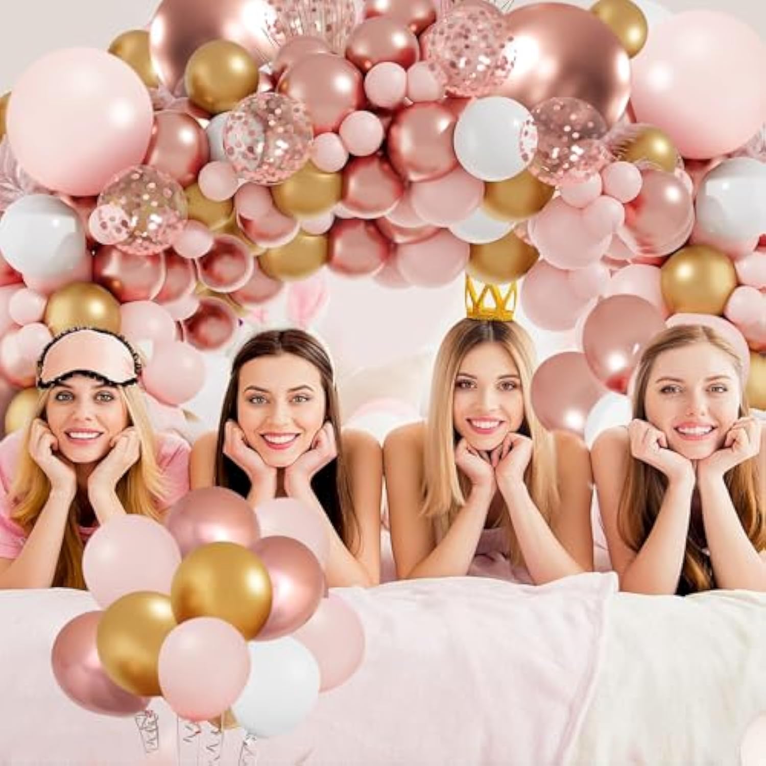 Rose Gold Balloon Garland Arch Kit, 129Pcs Rose Gold Pink White And Gold Confetti Latex Balloons For Baby Shower Wedding Birthday Graduation Anniversary Bachelorette Party Decorations…