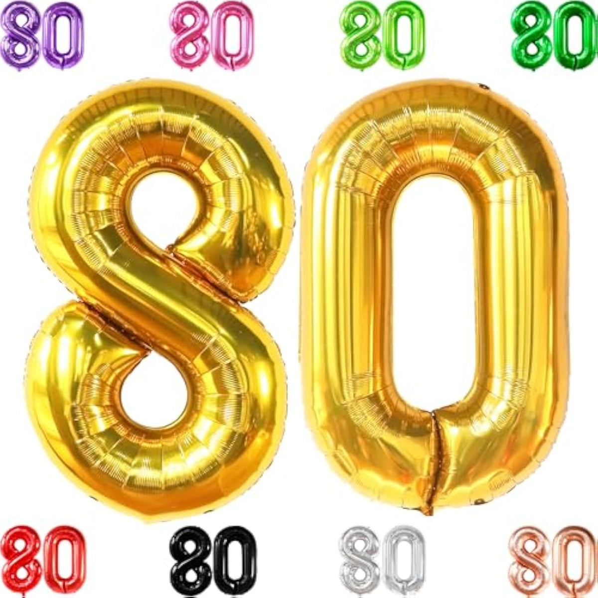, Giant Gold 80Th Birthday Balloons - 40 Inch | 80Th Birthday Decorations For Women & Men | 80Th Balloons For 80Th Birthday Decorations & Happy Anniversary Decorations | 80 Number Balloon