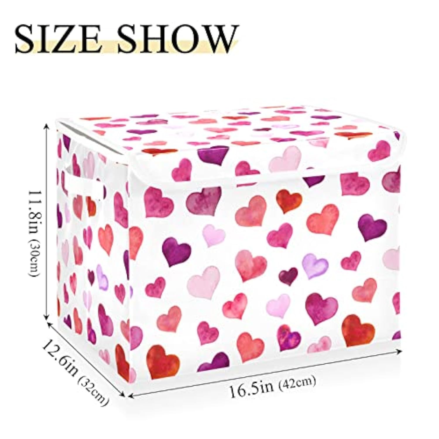 Valentines Storage Baskets Collapsible Storage Bins With Lids, Hearts Storage Boxes Clothes Baskets For Organizing