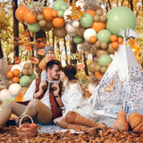 Fall Balloon Garland Arch Kit Brown Orange Green with Maple Leaf for Thanksgiving Party