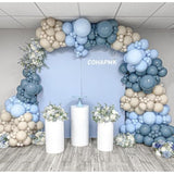 Dusty Blue White Sand Balloon Arch Kit 141pcs Boy Girl Baby Shower Gender Reveal