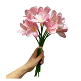 10 Pc Pink Artificial Plumeria Flowers With Stems,13Inch Real Touch Lifelike Frangipani Fake Flower Bouquets For Home Office Wedding Engagement Party Spring Flowers Decor