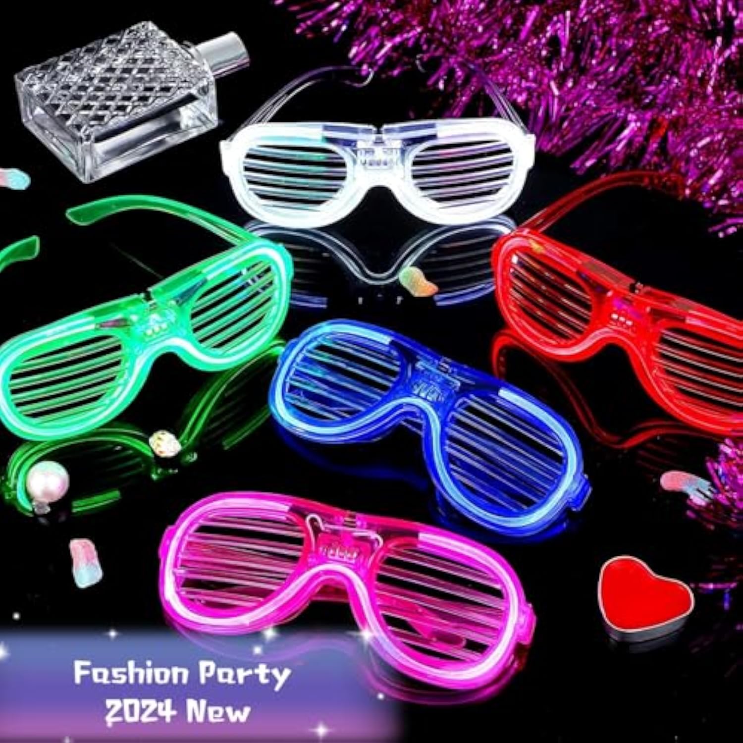 35 Packs Led Glasses 5 Neon Colors Glow In The Dark Party Supplies Favor For Kids Adult Glow Sticks Light Up Glasses Fit Holiday Birthday Valentine'S Day And Halloween Party Supplies Cosplay Christmas