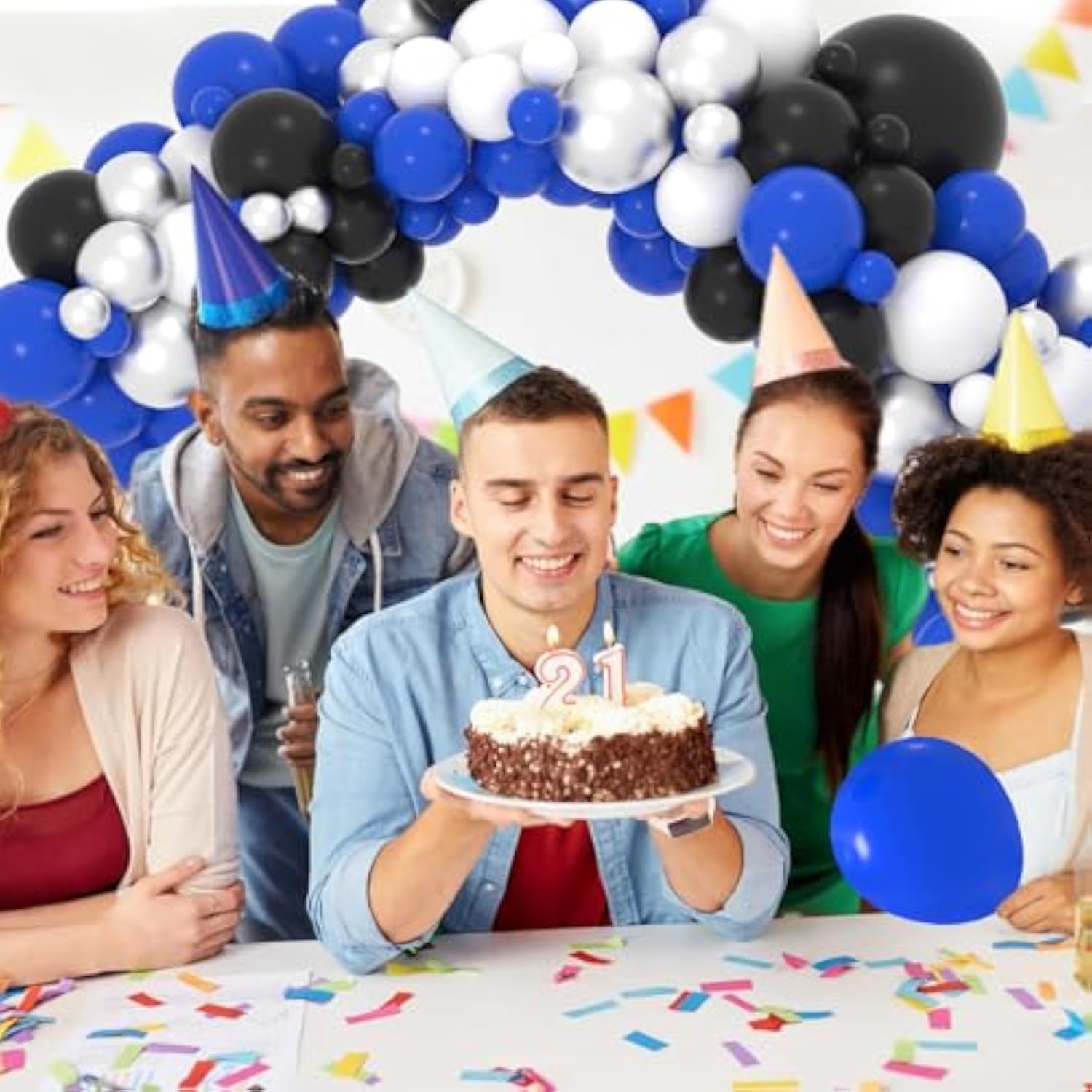 Blue Black White Silver Balloon Garland Arch Kit 127Pcs Royal Blue Bla