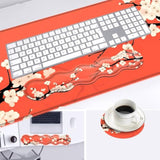 Large Mouse Pad And Keyboard Wrist Rest, Desk Pad For Keyboard And Mouse, 4-In-1 Large Gaming Mouse Pad With Wrist Support, Desk Mat For Home Office Study Game,Beautiful Flowers