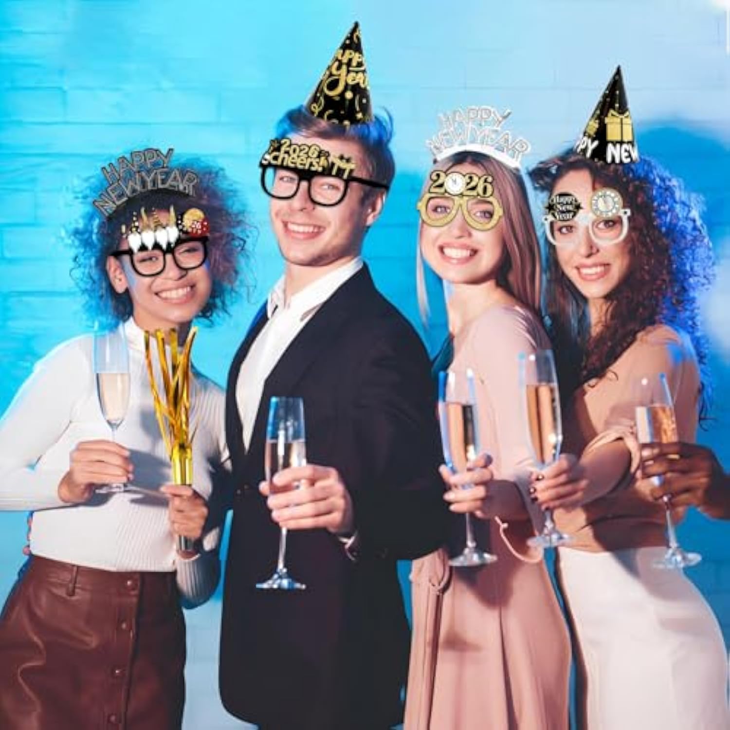 36-Piece 2026 New Year Party Set with Headbands, Tiaras, Glasses, and Noise Makers