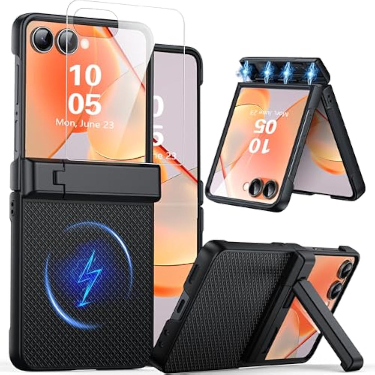 Magnetic For Samsung Galaxy Z Flip 7 Case With [Built-In Screen Protector & Hinge Protection][Foldable Invisiable Stand] Military Grade Shockproof Full Body Protection Case For Galaxy Z Flip 7