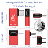 RIITOP USB 4 Extender 90 Degree Adapter USB C Right Angle Male to Female Connector 40Gbps 240W PD Charging Compatile with Thunderbolt 4 for MacBook Pro, Tablet, ROG Ally, Steam Deck and More