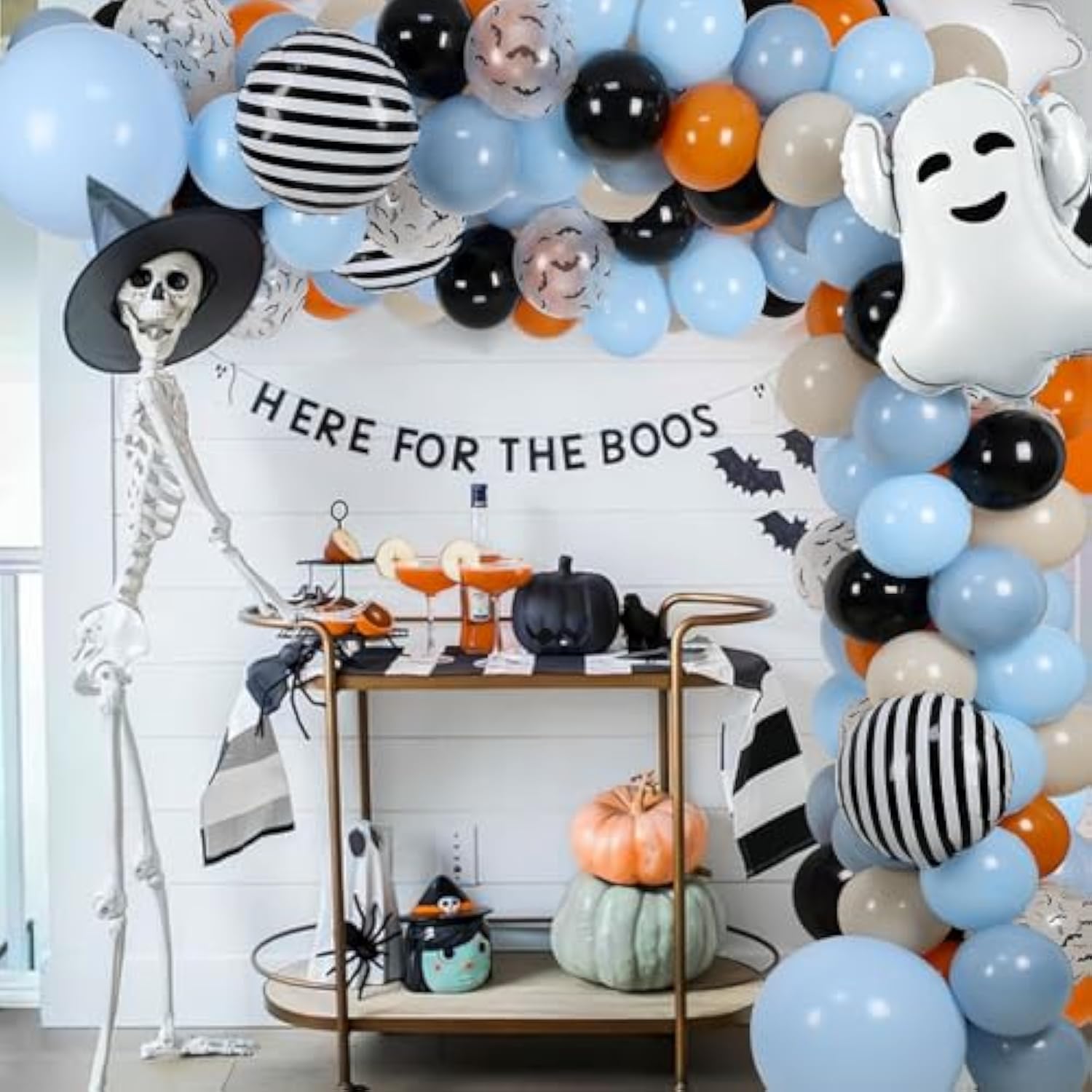 Halloween Baby Shower Balloon Arch Kit: Ghost, Bats & Retro Colors