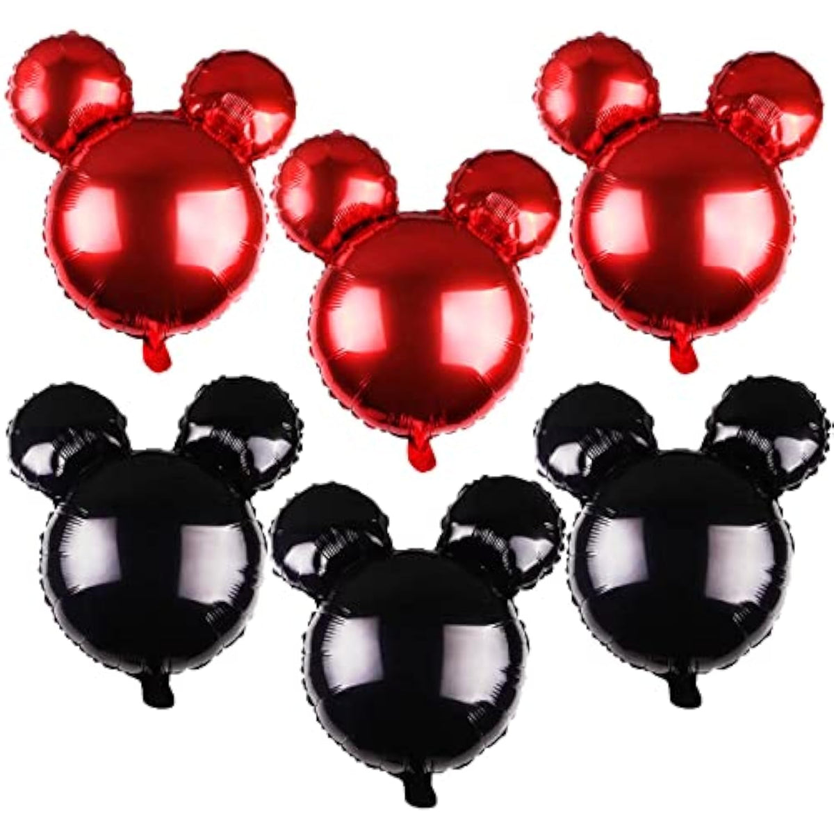 Mouse Party Balloons,6 Pcs Punch Balloons For Baby Shower, Minnie Party,Girls Party Kids Birthday Theme Party Decoration Supplies,24" Black Red Aluminum Foil Balloons (6Pcs)