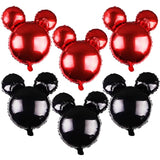 Mouse Party Balloons,6 Pcs Punch Balloons For Baby Shower, Minnie Party,Girls Party Kids Birthday Theme Party Decoration Supplies,24" Black Red Aluminum Foil Balloons (6Pcs)