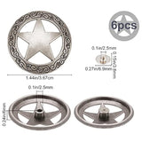1 Box 6 Sets Screw Back Button Engraved Star Concho Hollow Out Decorat