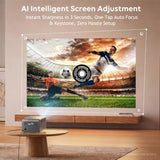 Movie Projector With Google Tv & Voice Assistant,1500 Ansi Lumens 1080P Native,4K Support Outdoor Smart Projector, Auto Focus,Office Home Theater Video Projector With Wifi 6 & Bluetooth