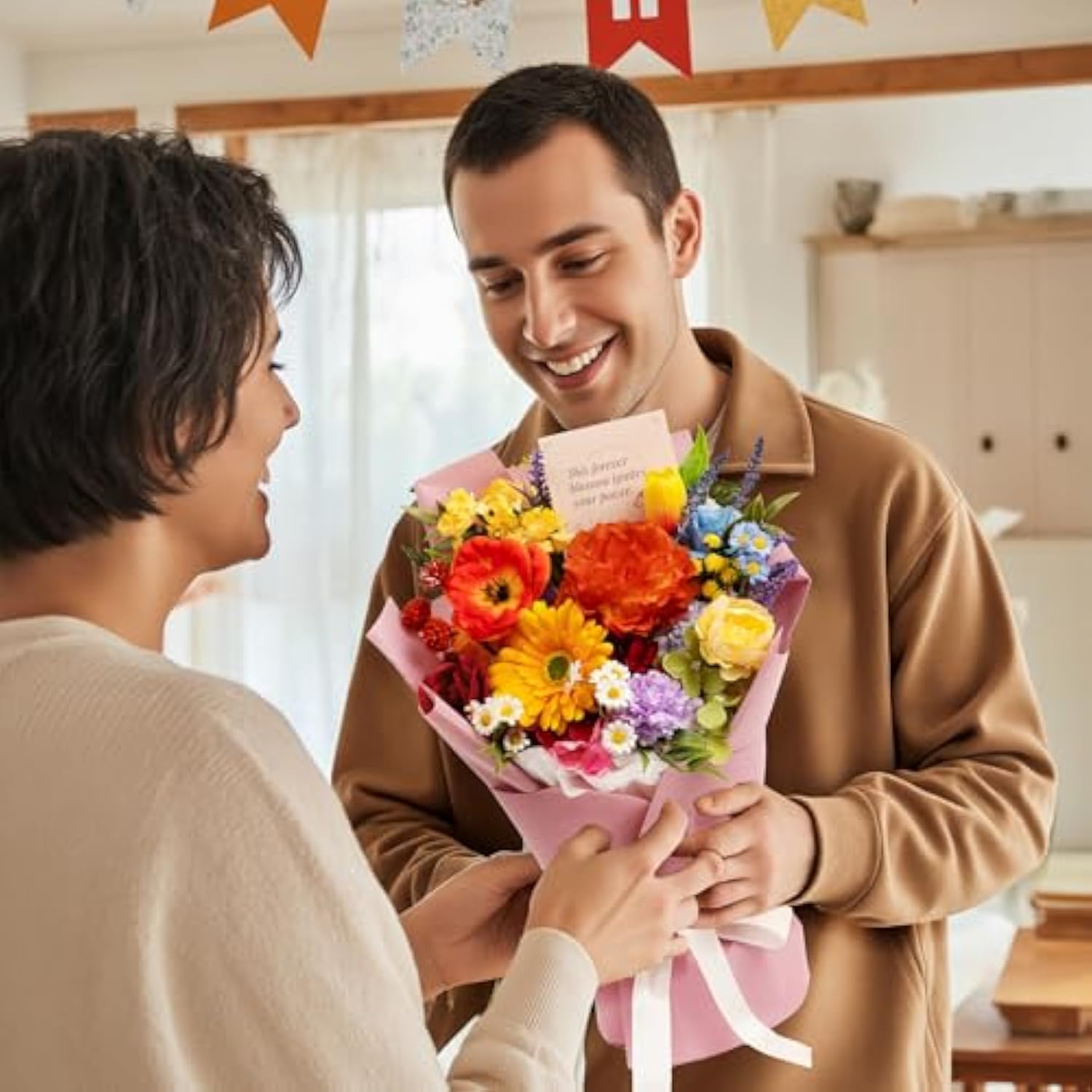 Artificial Rainbow Roses Bouquet Eternal Flowers Gift for Birthday Anniversary