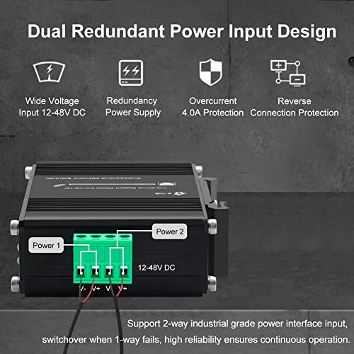 Industrial Gigabit 60W Poe Media Converter Hardened Ultra Poe++ Ethernet Fiber Media Converter 100/1000Base-Sx Sfp Din Rail Mount Aluminum Housing -40 75 C
