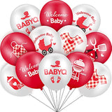Baby Q Balloons: Red & White Latex Party Decorations - 56pc Set