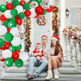 16Ft Christmas Balloon Arch Kit - 12In Green Red White Latex Balloon Garland Diy Party Supplies