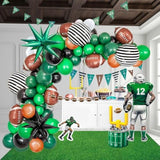 Football Balloon Garland Arch Kit Dark Green Brown Black Balloon Large Mylar Starburst For Sport Theme Super Bowl Touch Down Birthday Decorations
