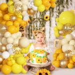Yellow Gold Balloons Arch Garland Kit, Different Sizes 18 12 10 5 Inch Mustard Pastel Yellow White Latex Metallic Confetti Balloon For Sunflower Bee Baby Shower Birthday Party Decorations
