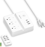 Remote Control Surge Protector Power Strip 3 Outlets 3 USB Ports 4FT Cord 1875W
