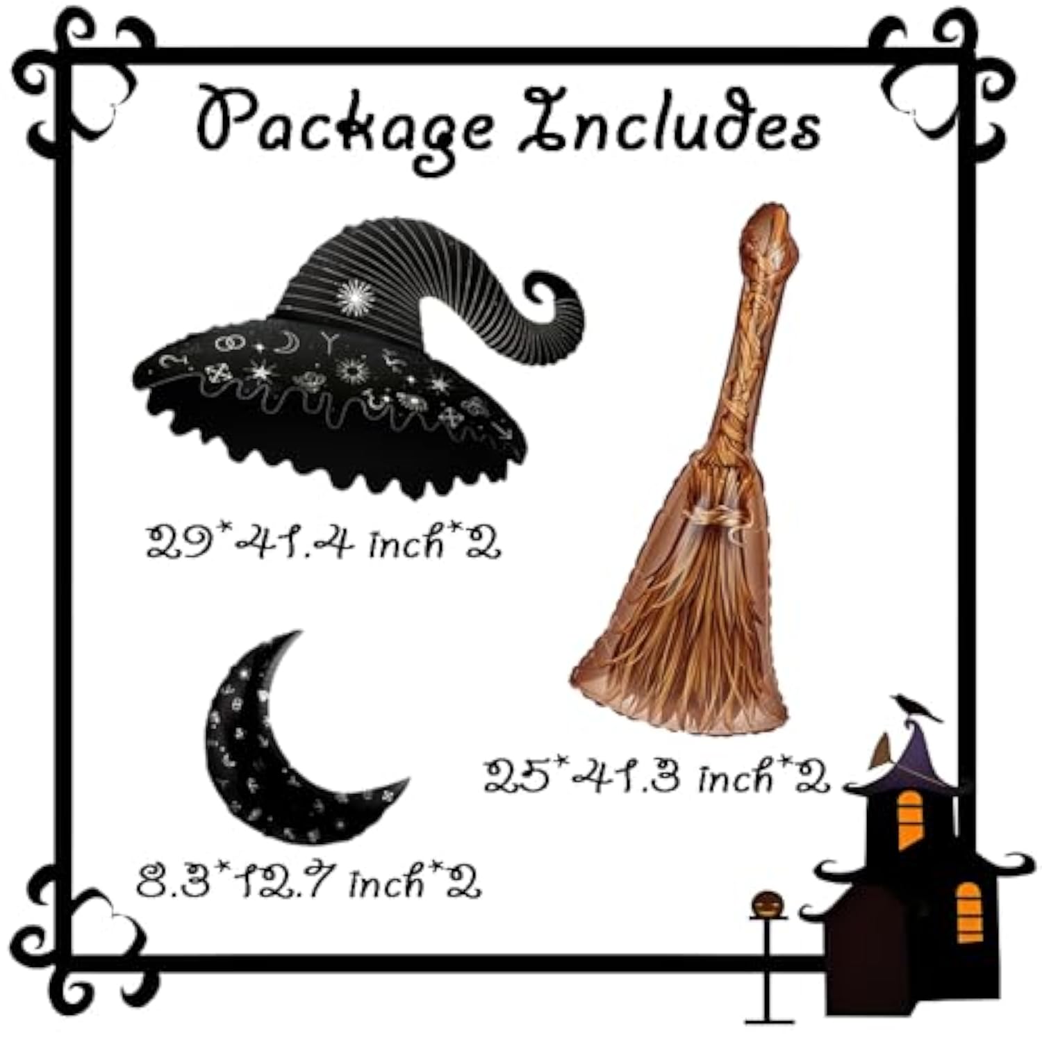 Witch Hat Broom Foil Balloons Halloween Balloon Arch Kit Spooky Witches Party Decorations